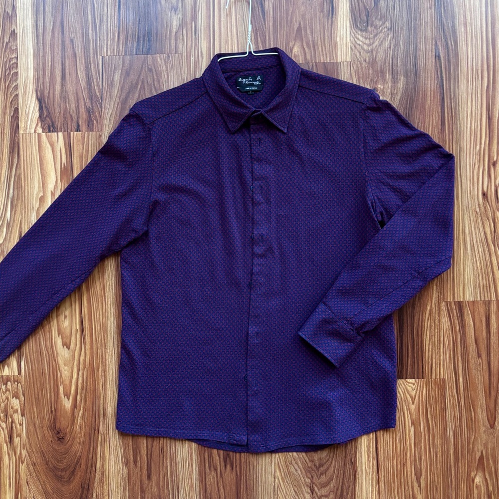 Agnes B. Deep Purple and Red Casual Button-Down Shirt